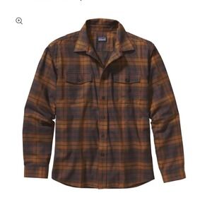 Patagonia Organic Cotton Plaid Flannel Shirt Men's Large Brown Button Up